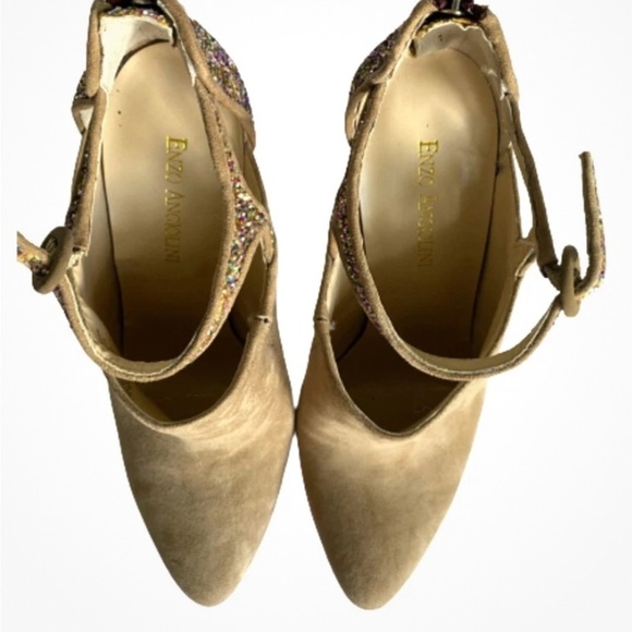 ENZO ANGIOLINI glitter strappy heel booties 4.5" glitter heel and a back zipper - Picture 4 of 14